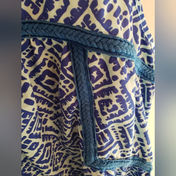 Buckhead Bettie blue and pale green batik print racerback tank top - Picture 2 of 7